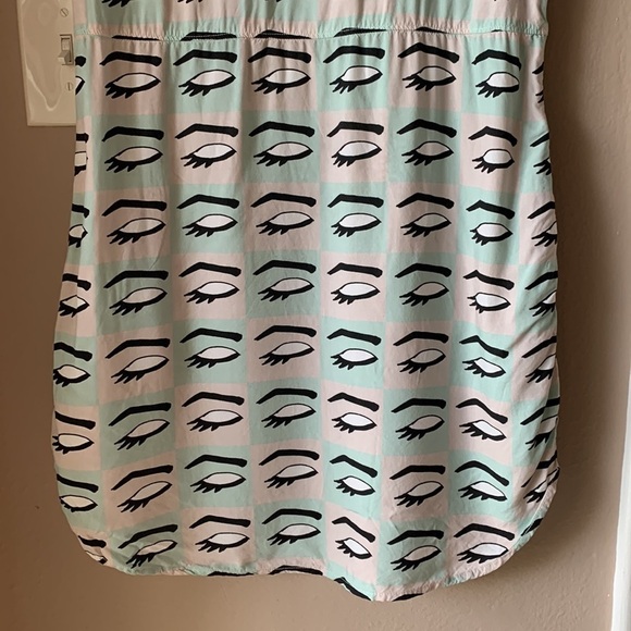 VANS x KENDRA DANDY Eye Print Short Sleeve Button Down Mini Dress - Picture 11 of 14